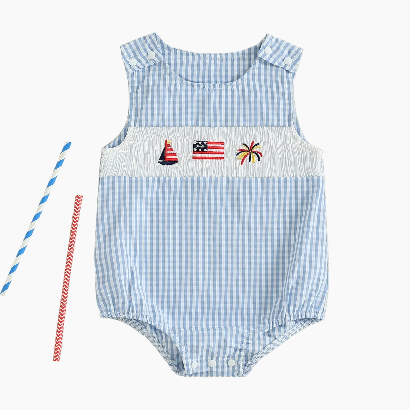 Baby 4th of July Smocked Flag Embroidery
