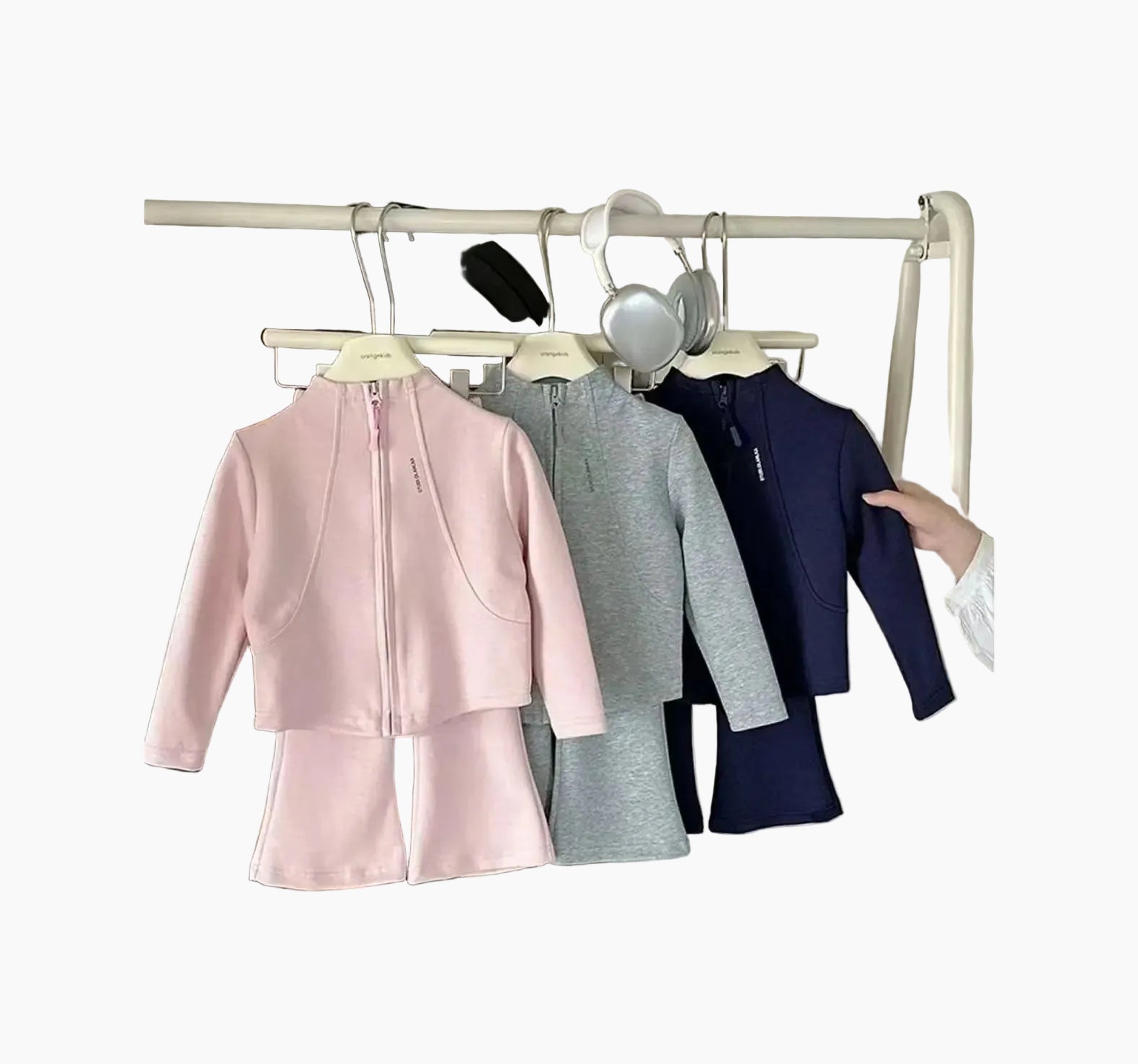 Girls 2-Piece Sports Set- Zipper Jacket and Flared Pants Suit