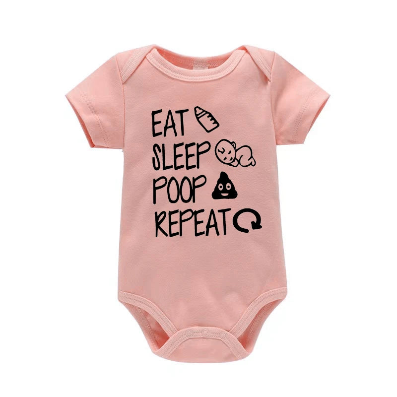 Funny "Eat Sleep Poop Repeat" Newborn Baby Romper