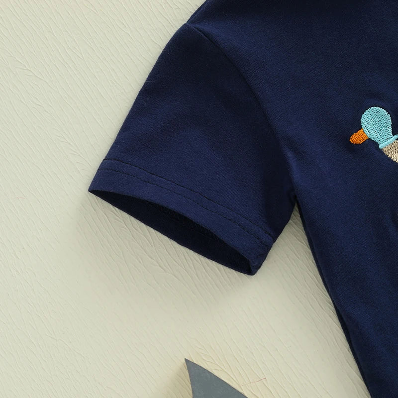 2-Piece Toddler Boy's Embroidered T-Shirt & Shorts Set