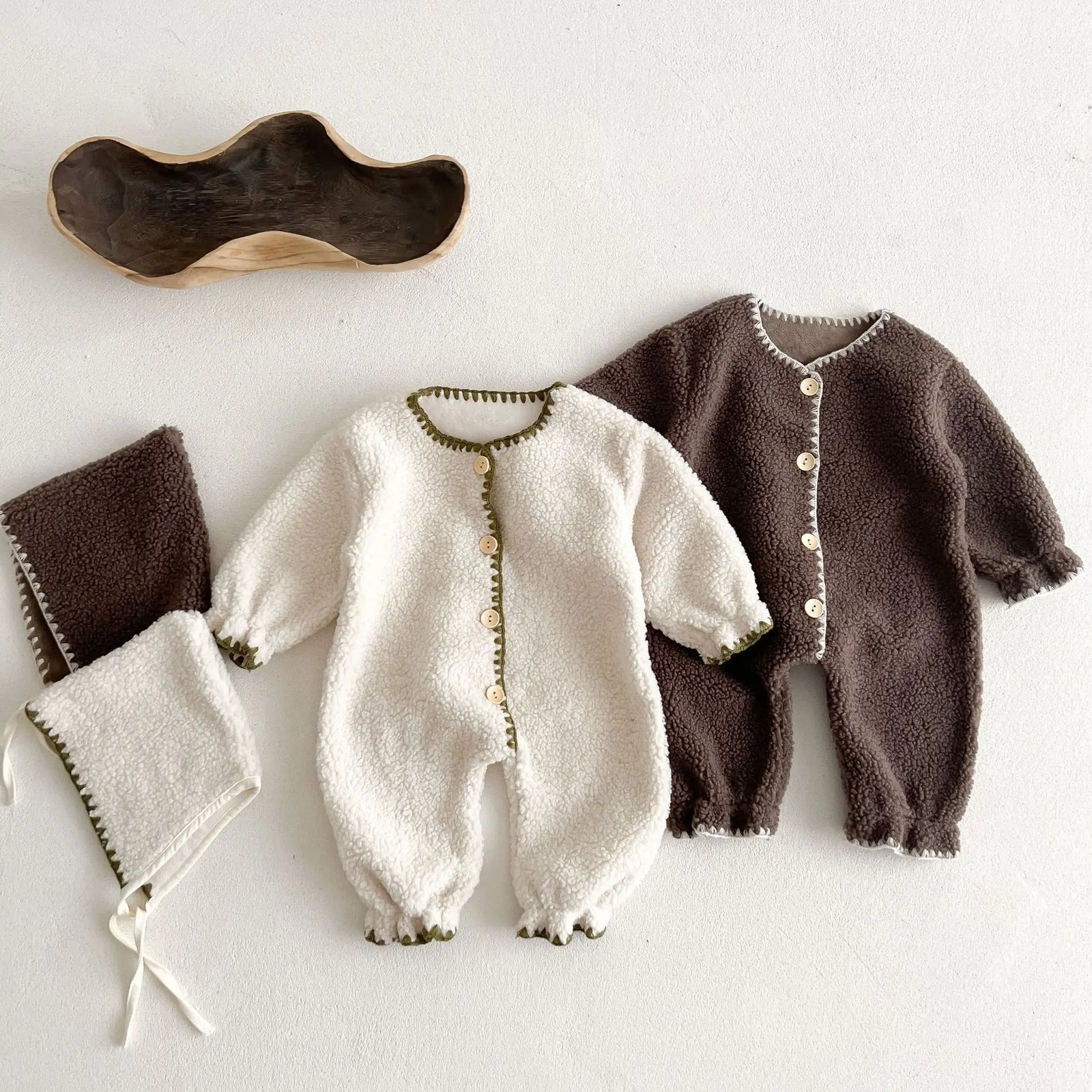 Velvet Baby Jumpsuit & Hat Set