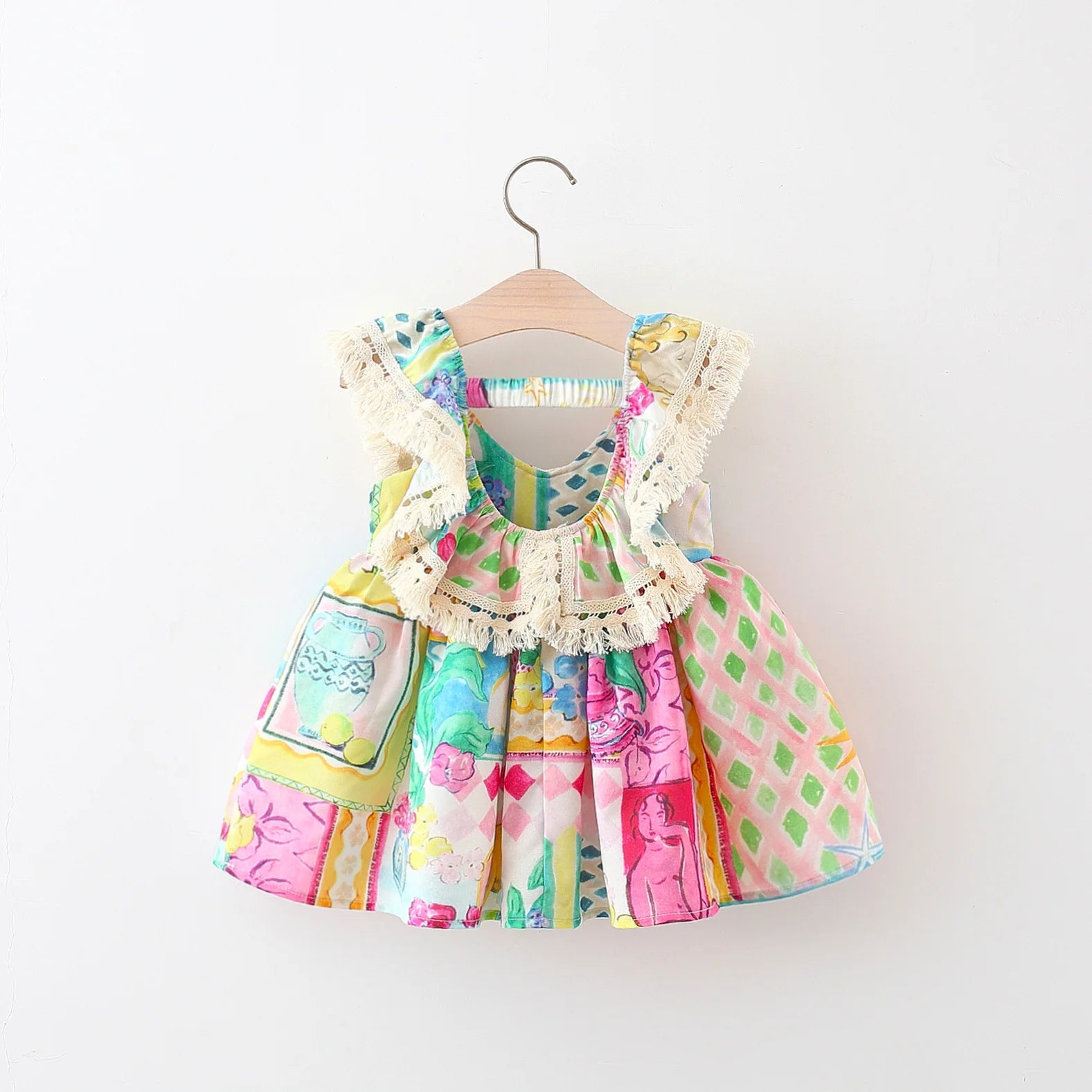 Colorful Graffiti Print Summer Dress for Girls