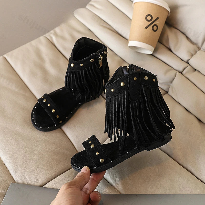 Girls’ Summer Tassel Strap Bohemian Roman Sandals