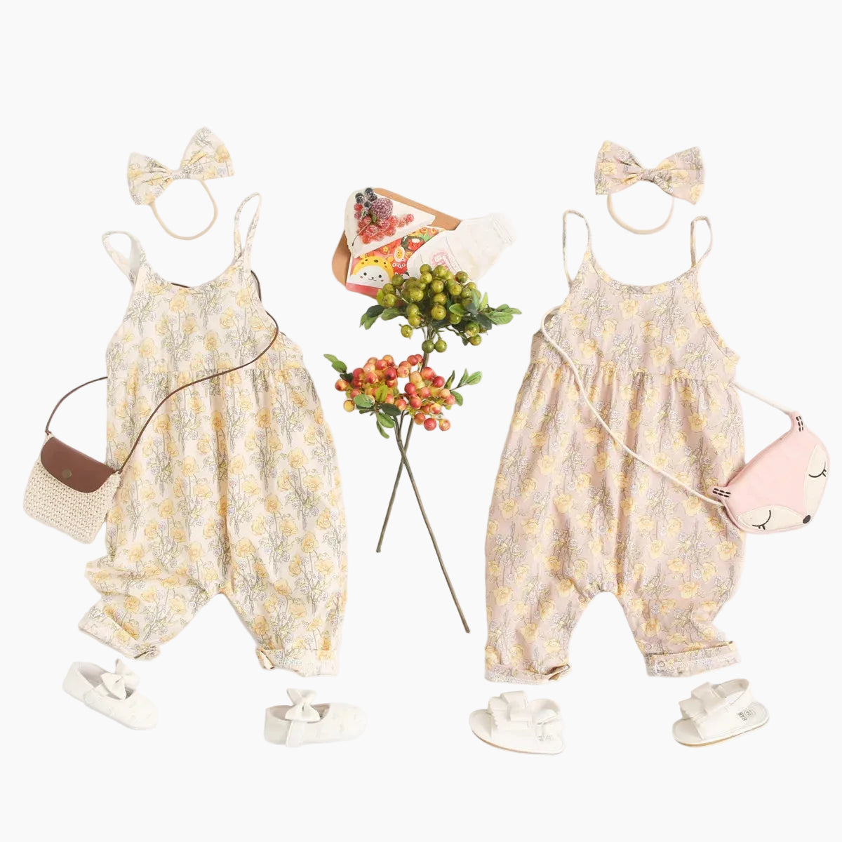 Baby Girl Floral Romper with Matching Headband