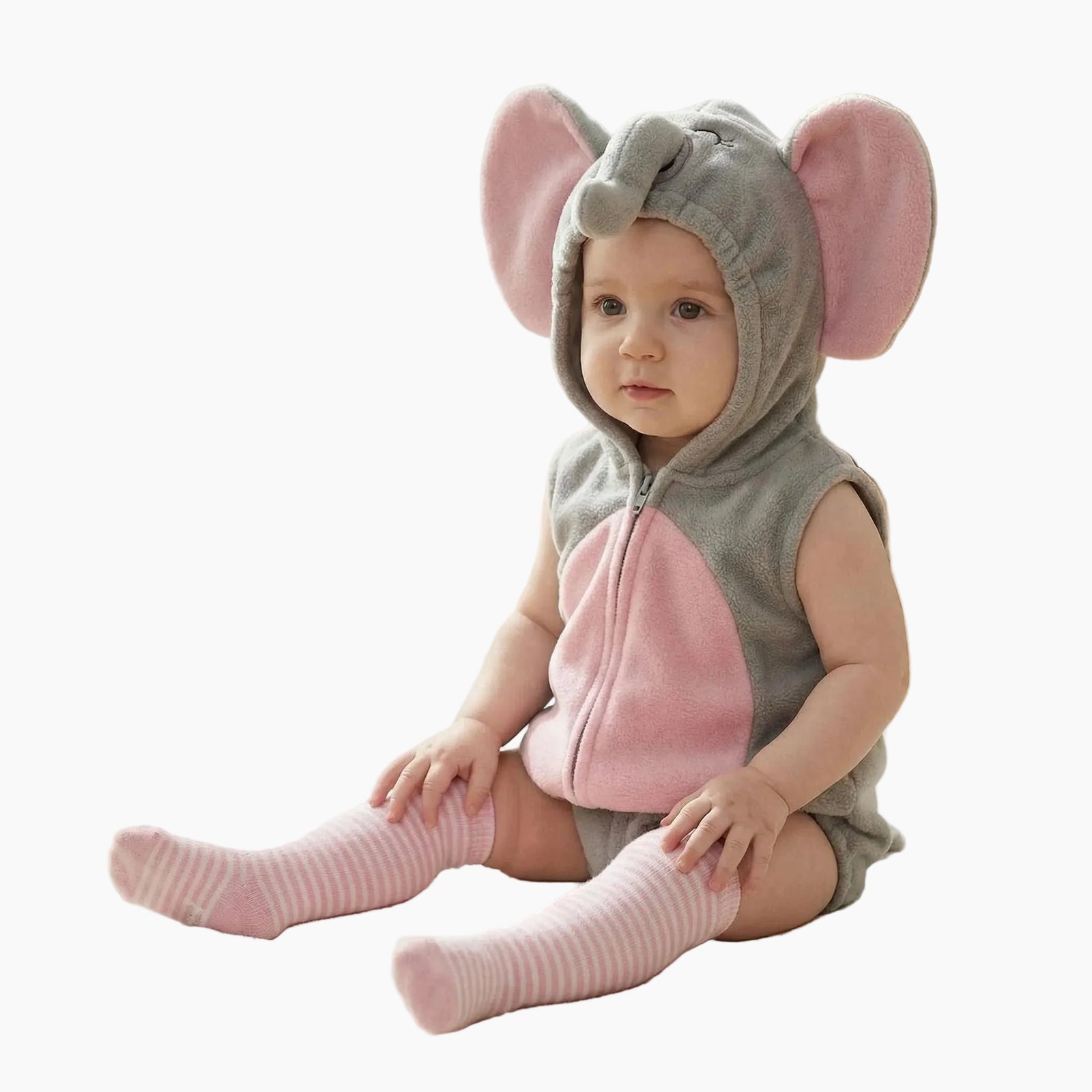 Baby Elephant Mouse Romper Costume with Pink Stockings
