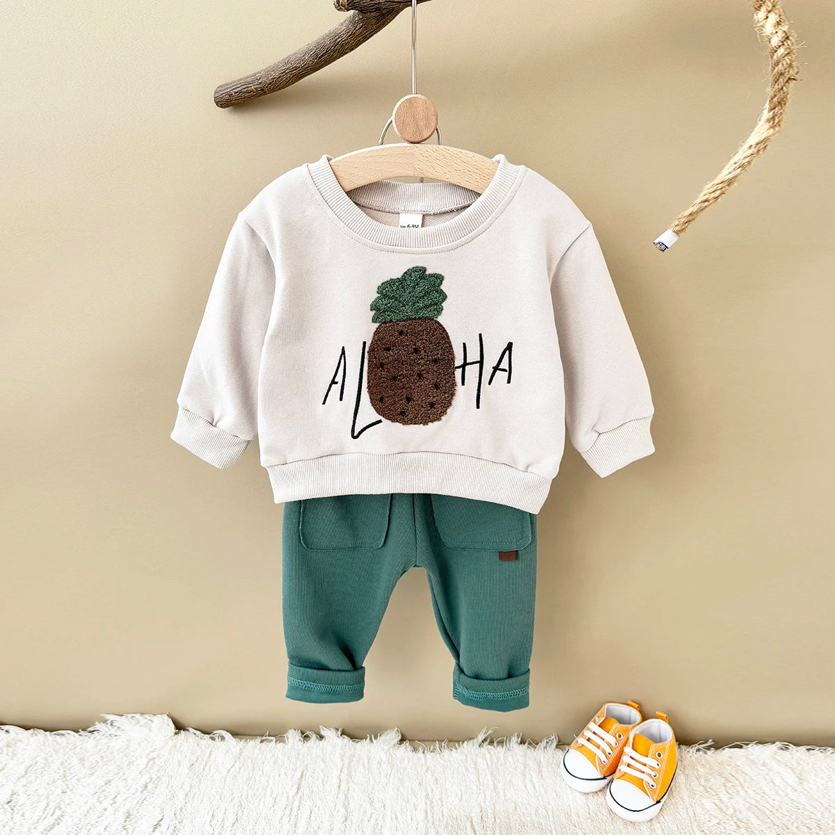 Aloha Pineapple Terry-Knit Sweatshirt & Pants Set