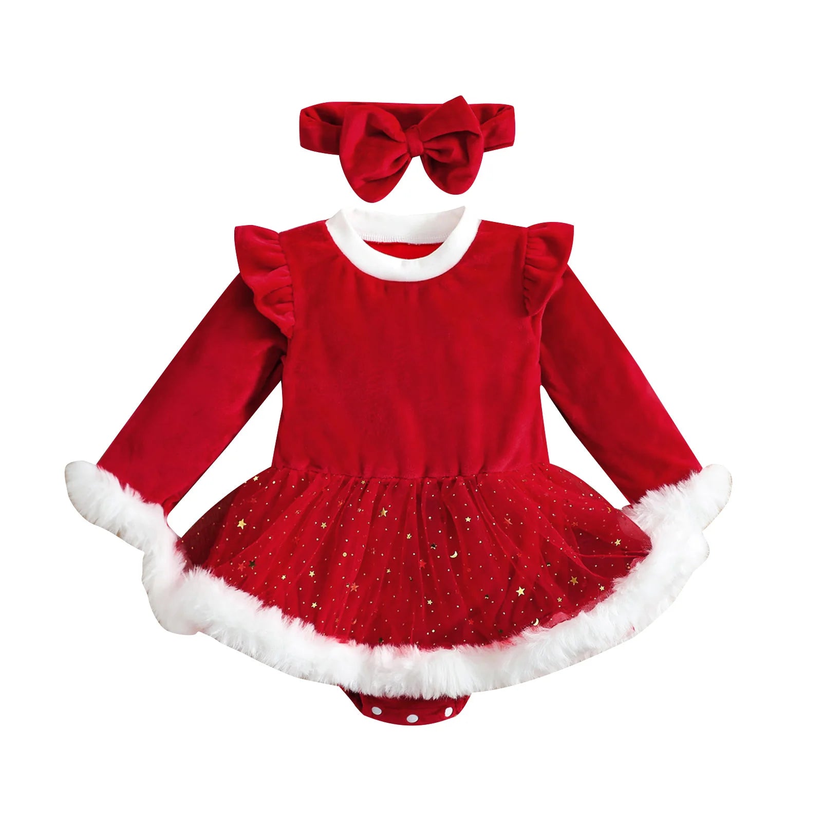 Baby Girls' Christmas Long Sleeve Romper Outfit