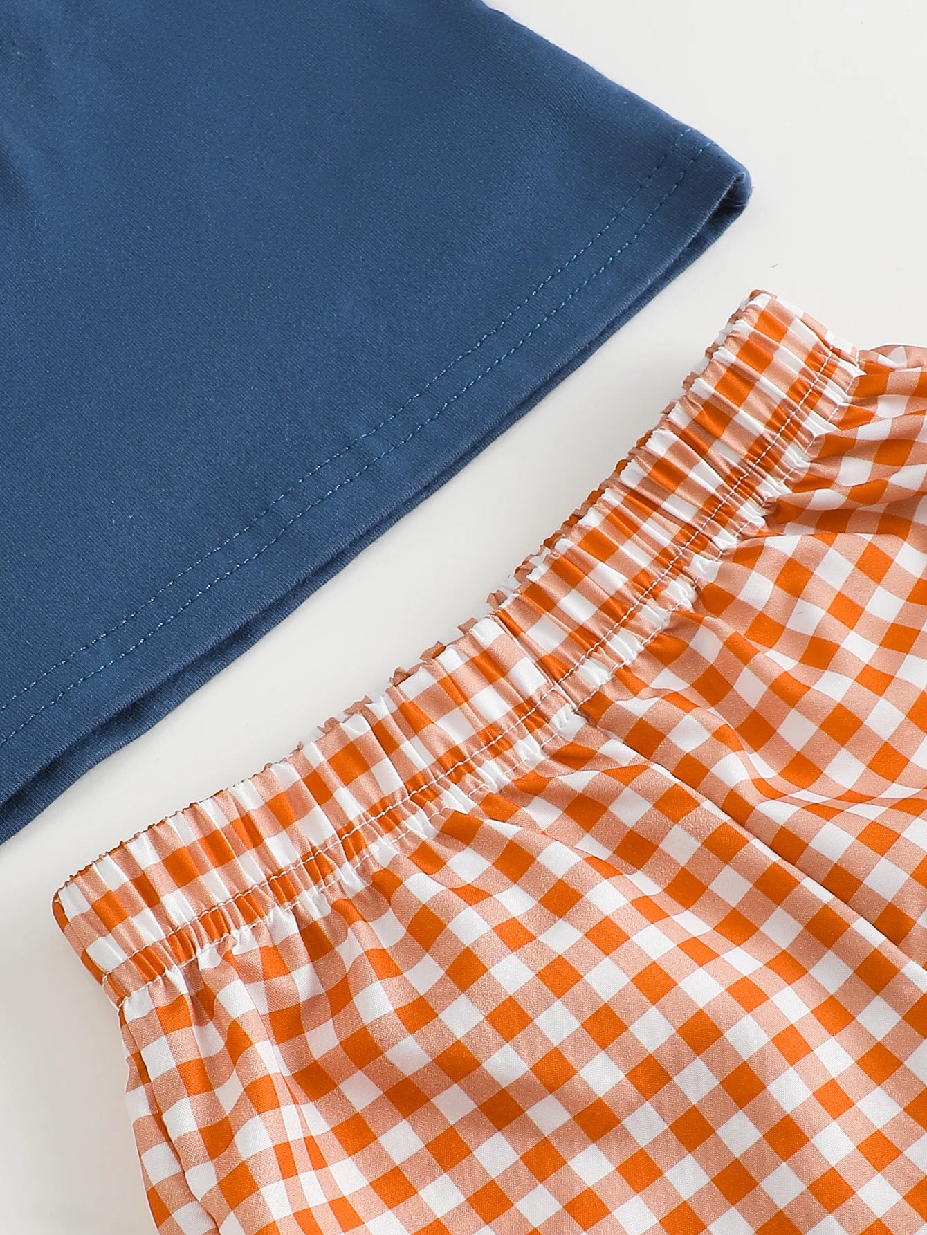 Helicopter Appliqué T-Shirt & Gingham Shorts Set