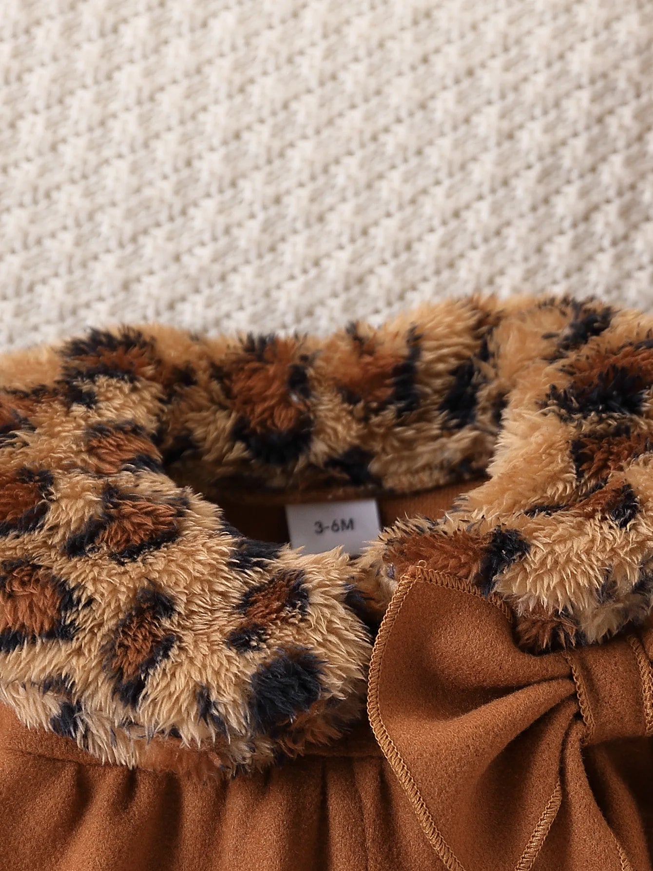Baby Girl Leopard Print Woolen-Style Coat & Beret Set
