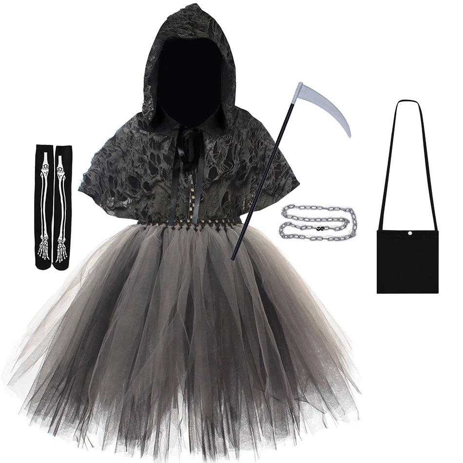 Girl's Gothic Reaper Deluxe Costume Set