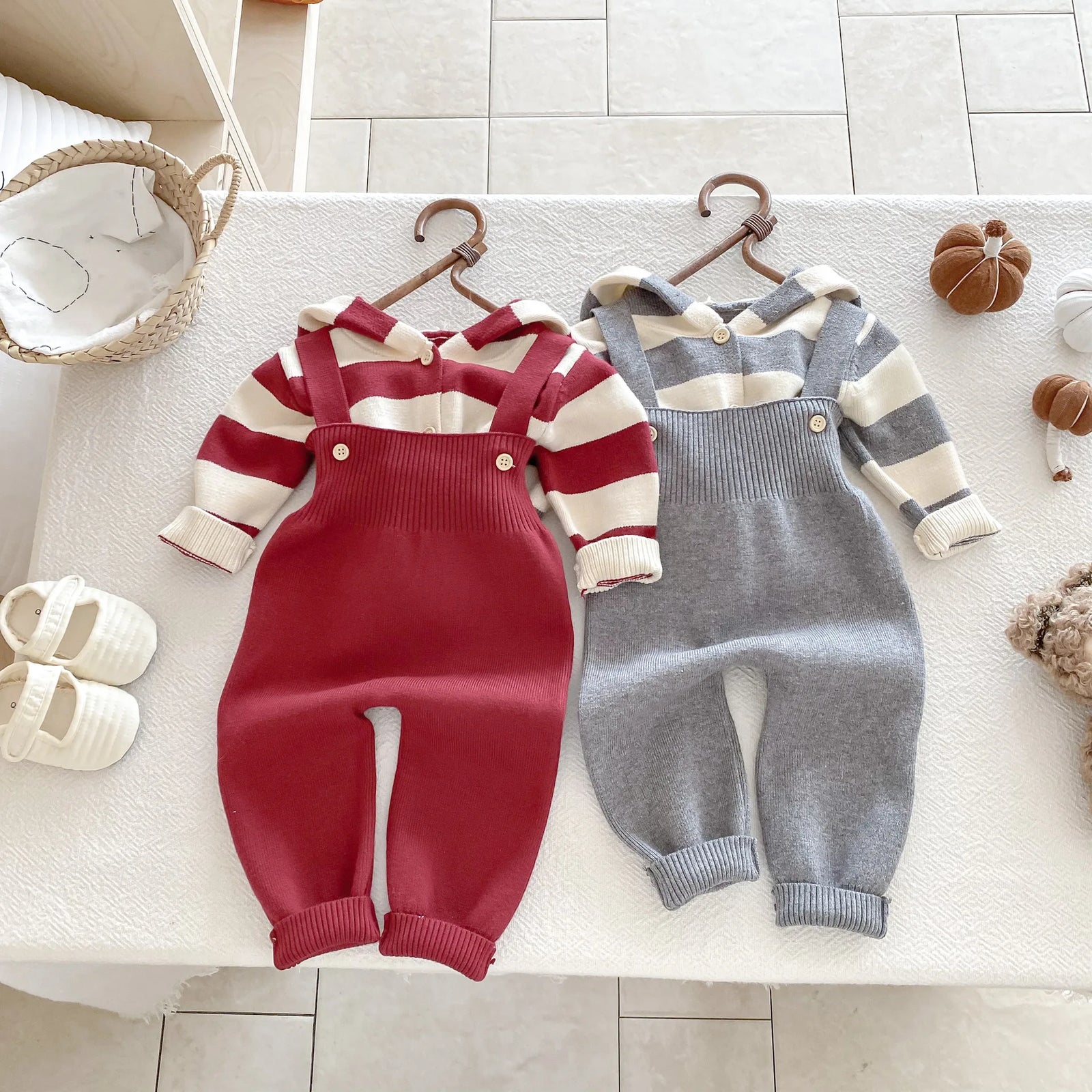 The Cozy Knit Overall & Hoodie Set