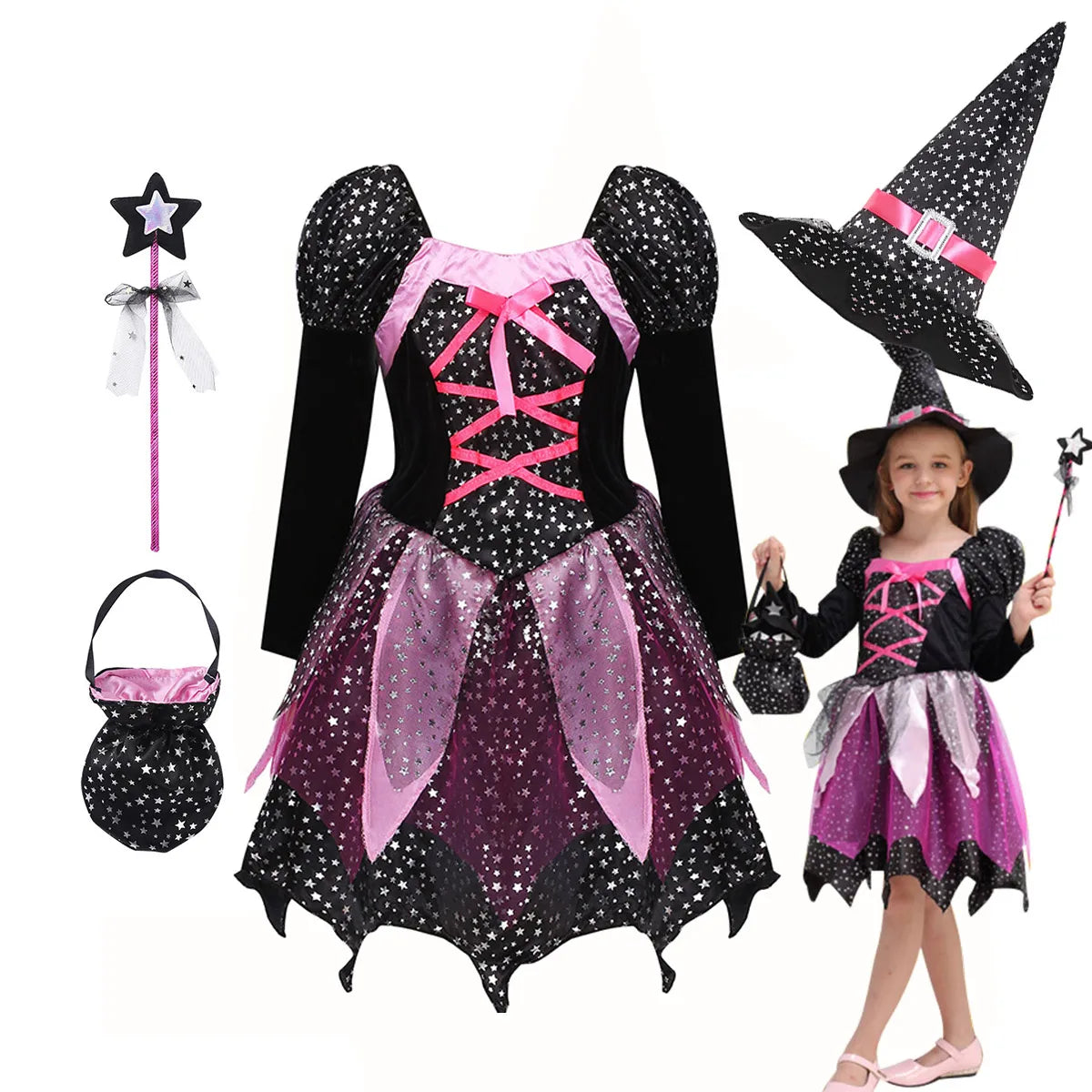 Girl's Glitter Witch Costume
