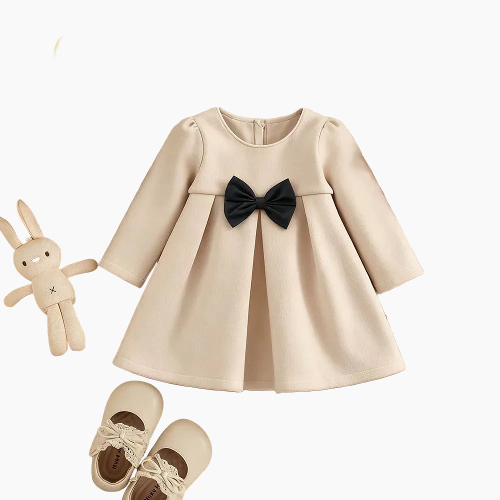 Baby Girl Bow-Trim Woolen Coat Warm Outerwear Fall Winter