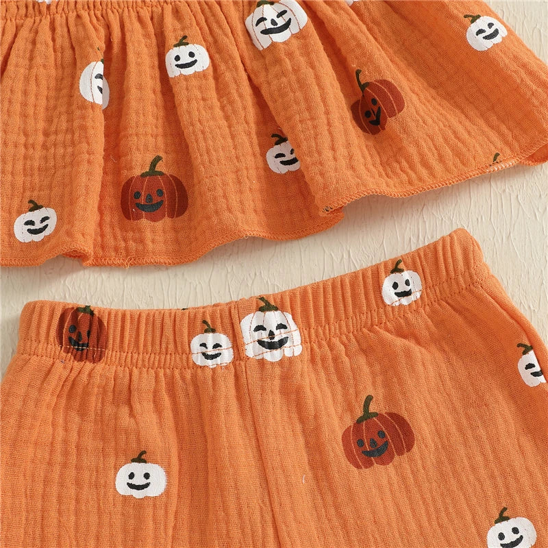 Pumpkin Print 2 Piece Outfit