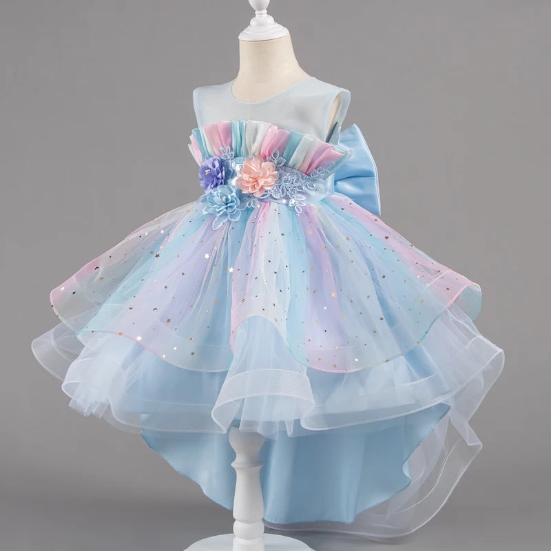 Girls Pastel Princess High-Low Tulle Dress