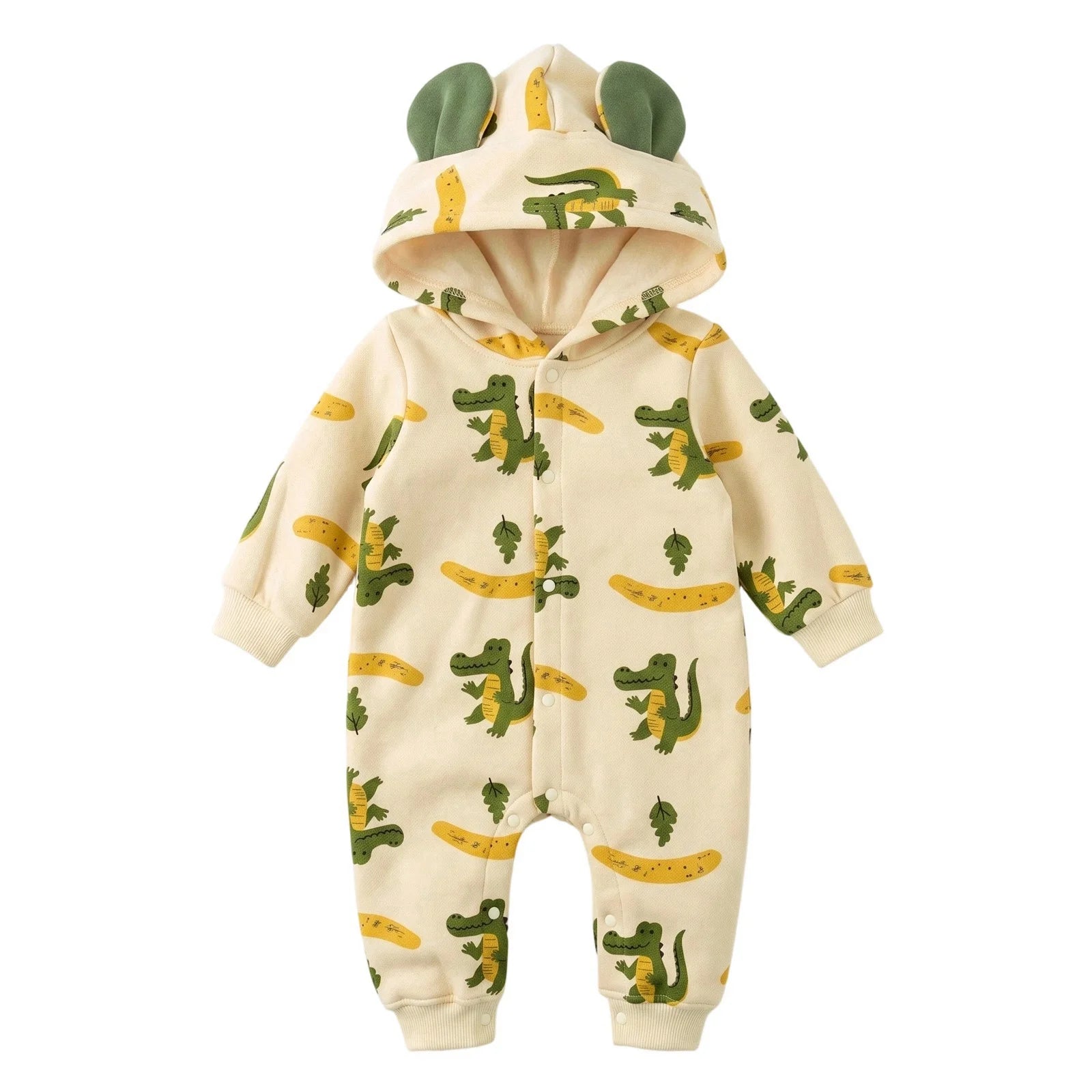Baby Boys Animal Print Hooded Romper
