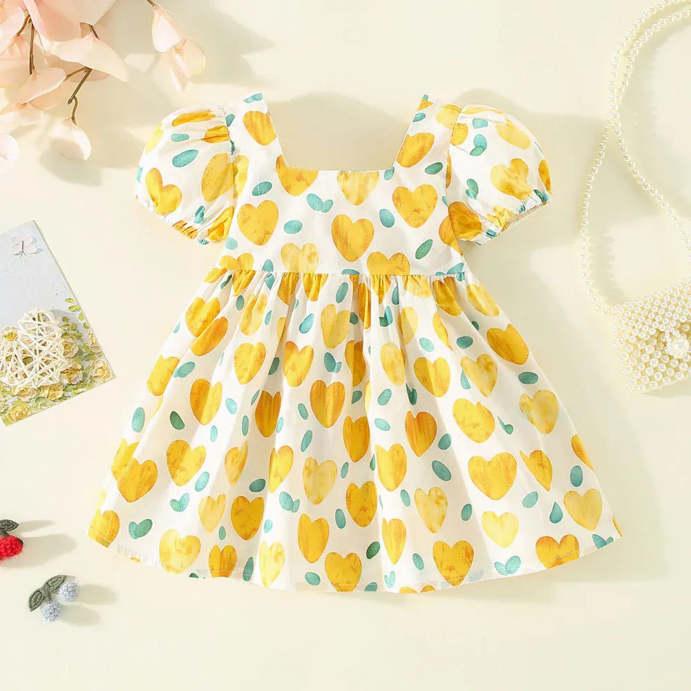 Heart Print & Bow Summer Dress