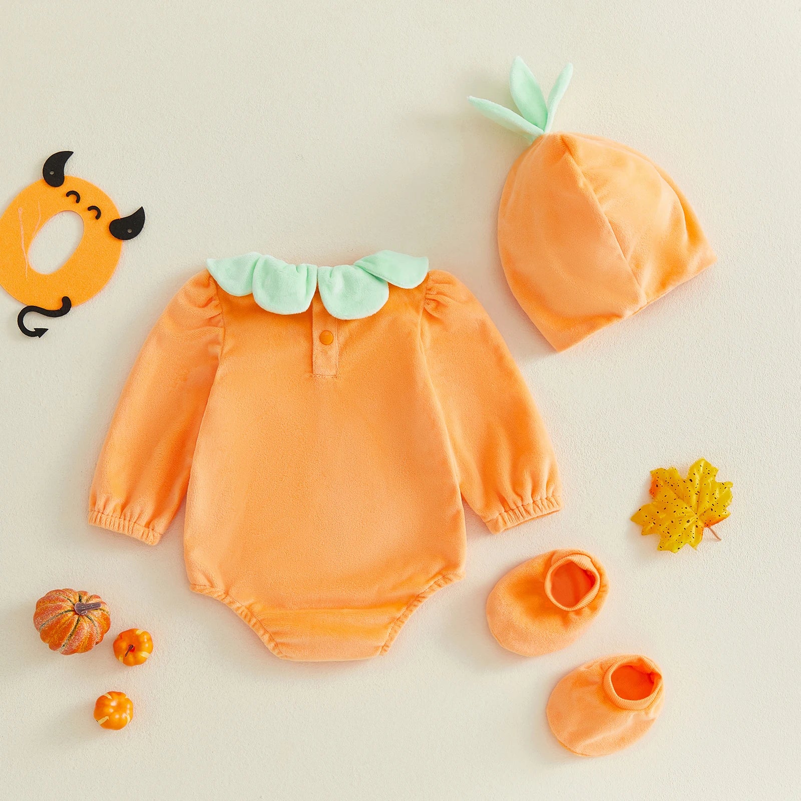 Infant Baby Pumpkin Halloween Romper Costume
