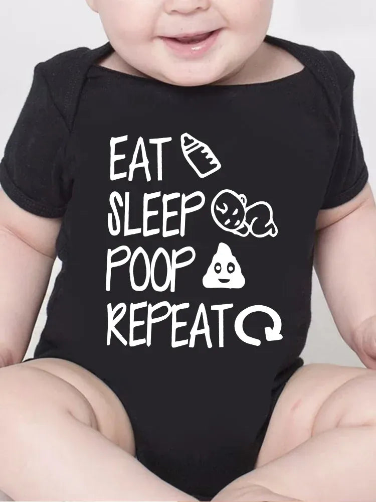 Funny "Eat Sleep Poop Repeat" Newborn Baby Romper