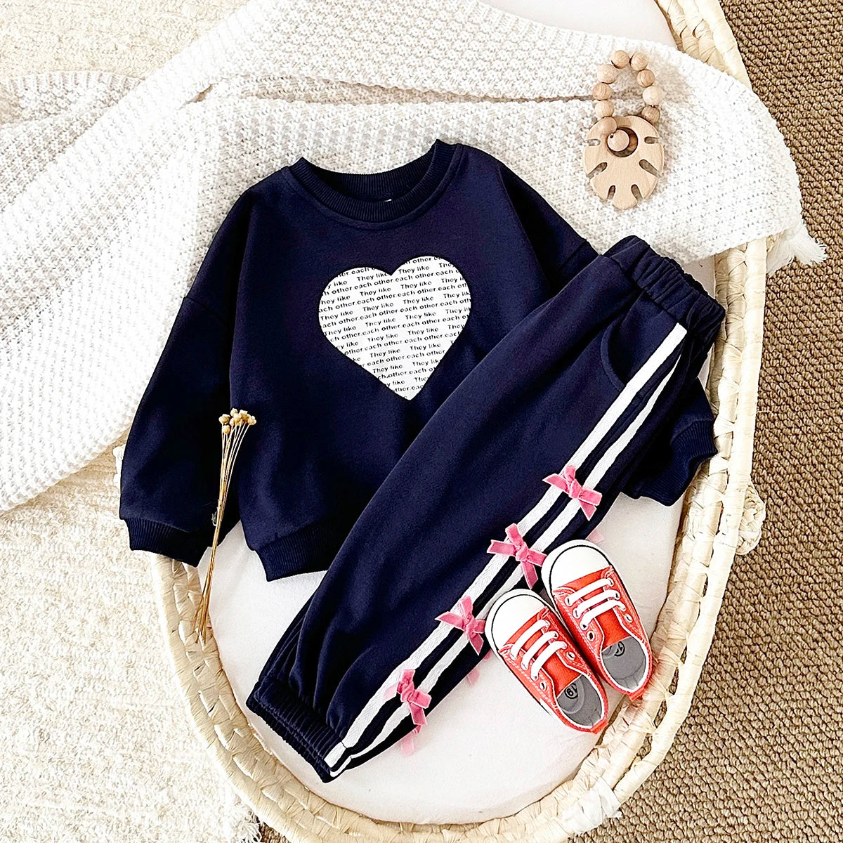 Toddler and Baby Heart Sweatshirt and Pants Set