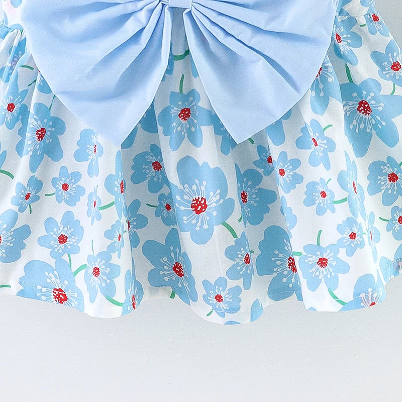 Floral Sling Dress & Gift Hat Set for Baby Girls