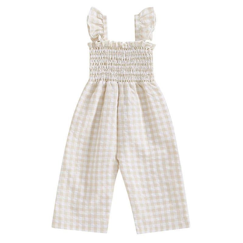 Girl Gingham Ruffle Jumpsuit