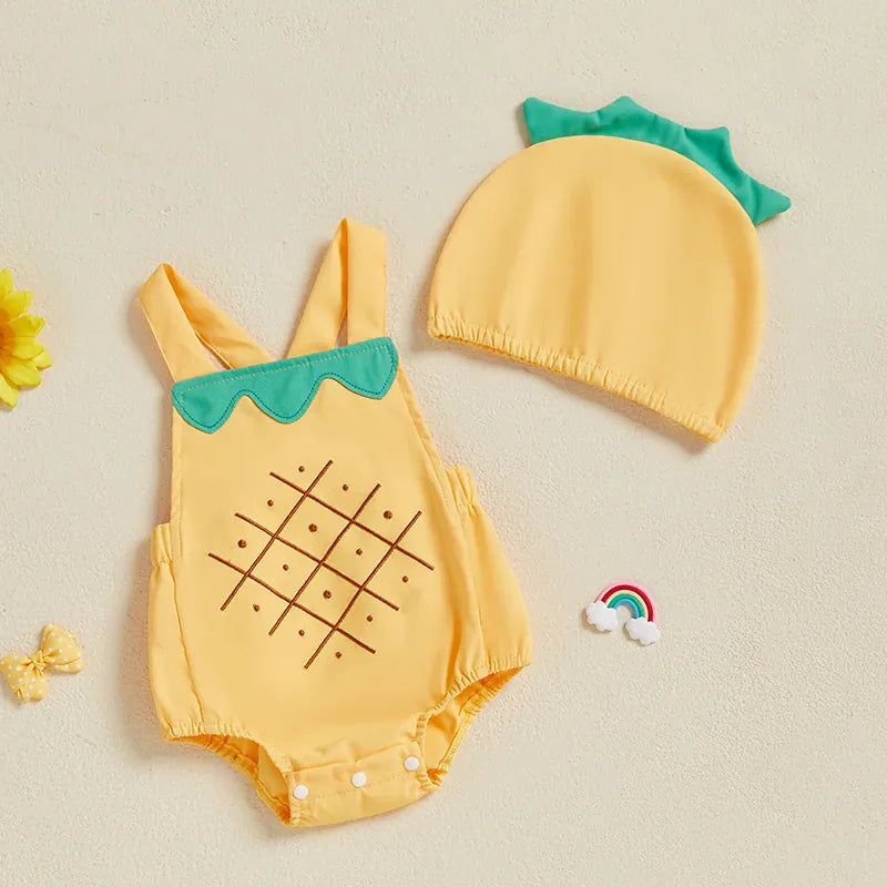 Baby Fruit Overalls Romper & Hat Set Summer Outfit 0–18 Months