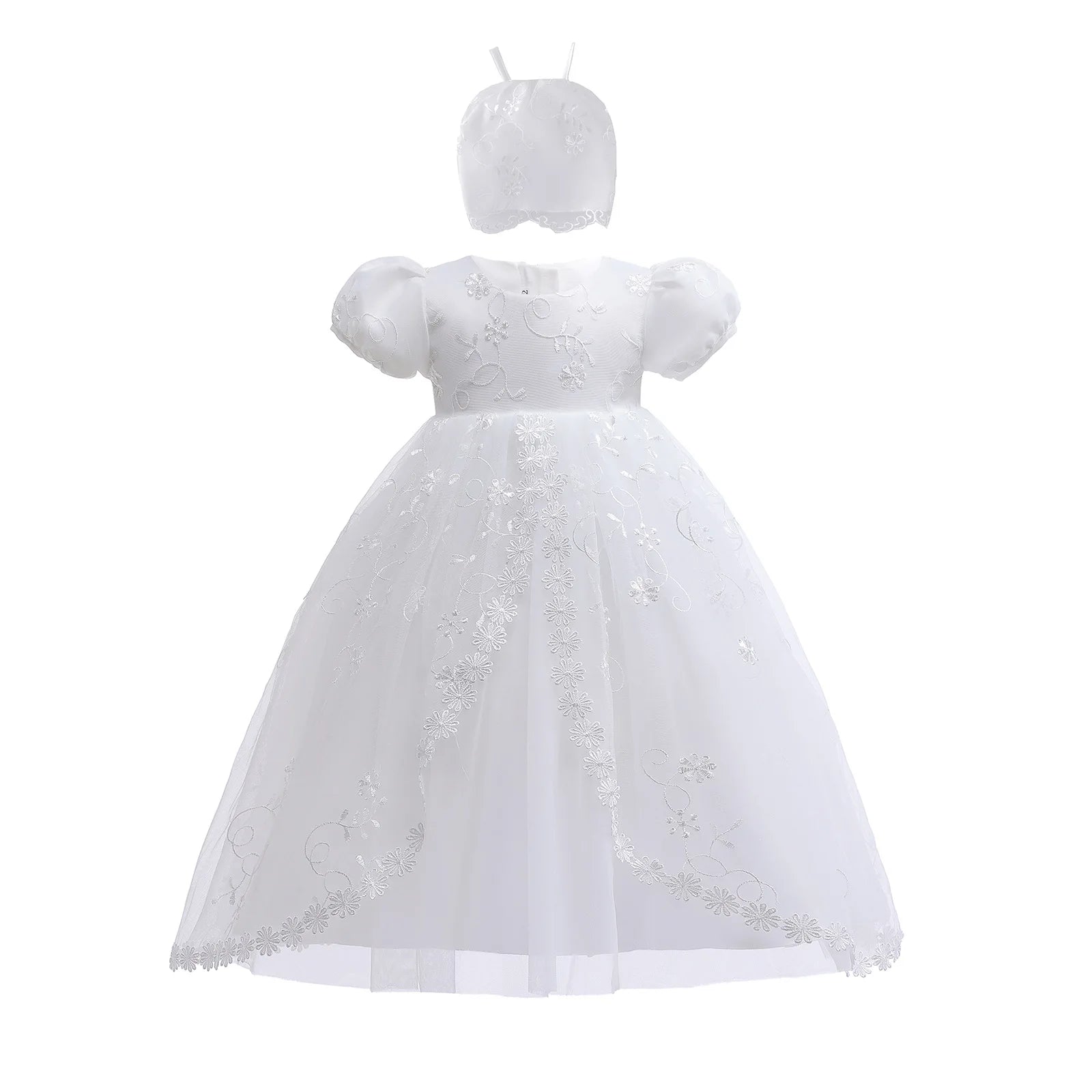 Traditional Heirloom Christening Gown and Bonnet Set