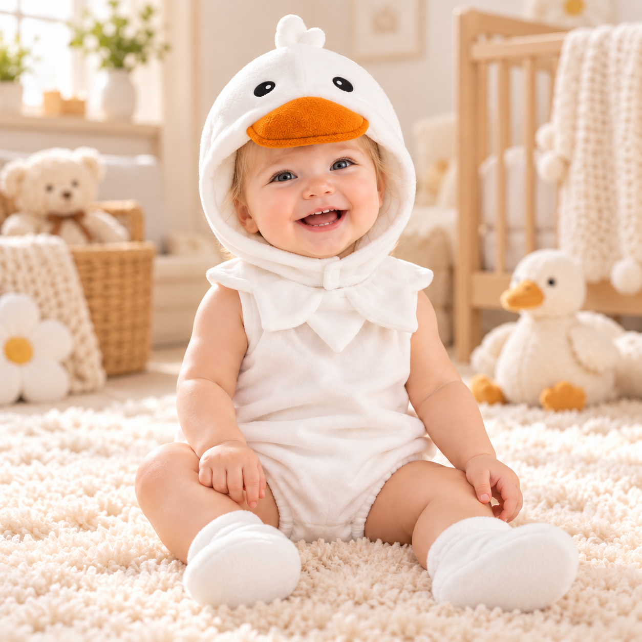 Baby 3-Piece Costume Romper Set with Hood & Socks
