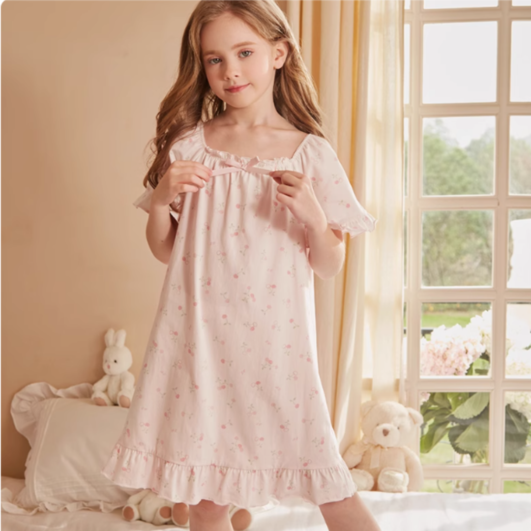 Cute Printed Pajama Dress for Girls