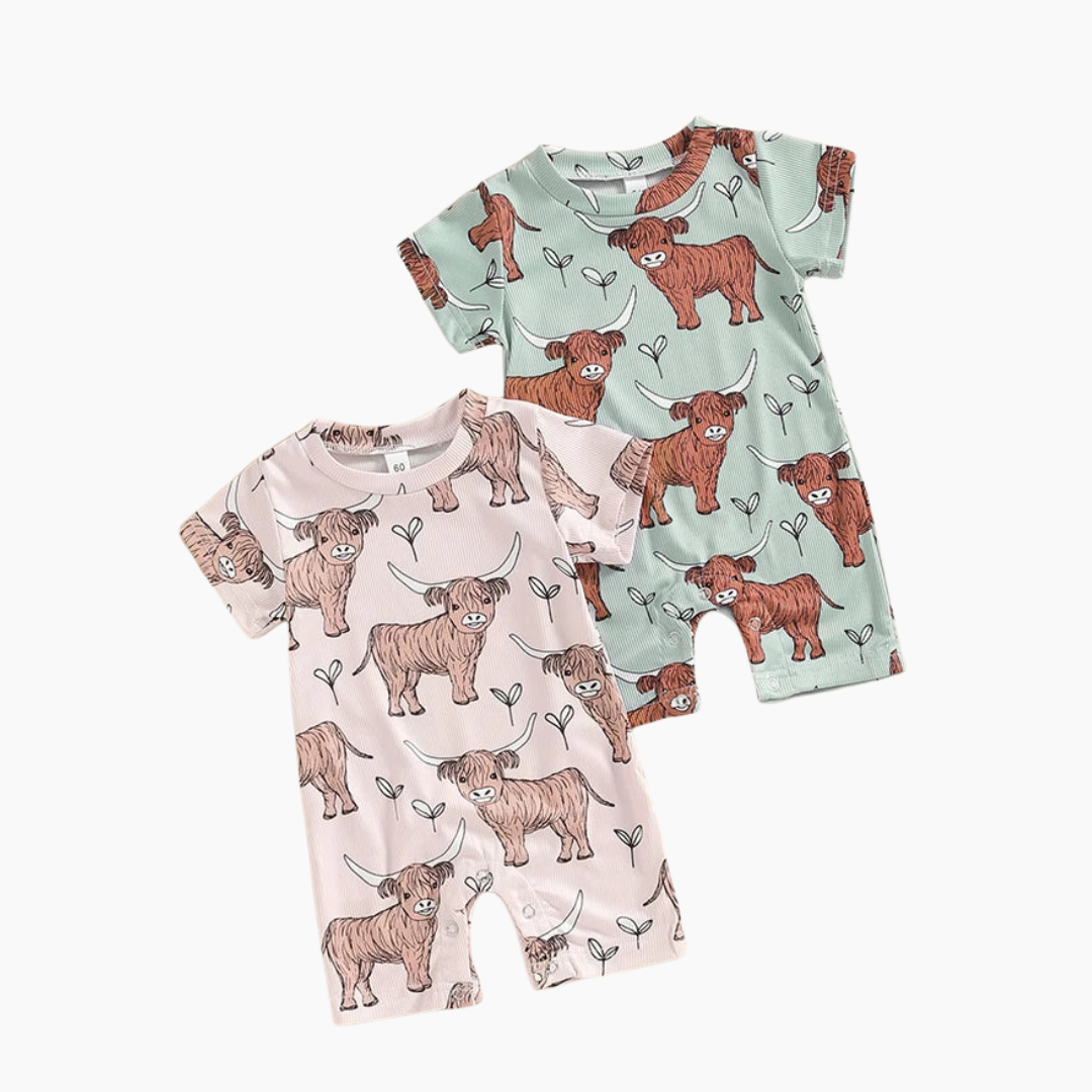 Western Cow Print Baby Romper