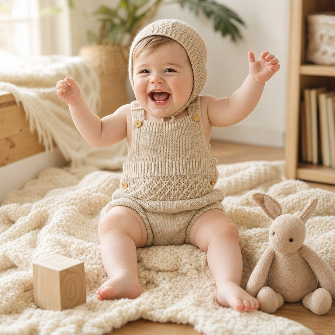 Baby Unisex Solid Knit Sleeveless Bodysuit & Hat 2-Piece Set
