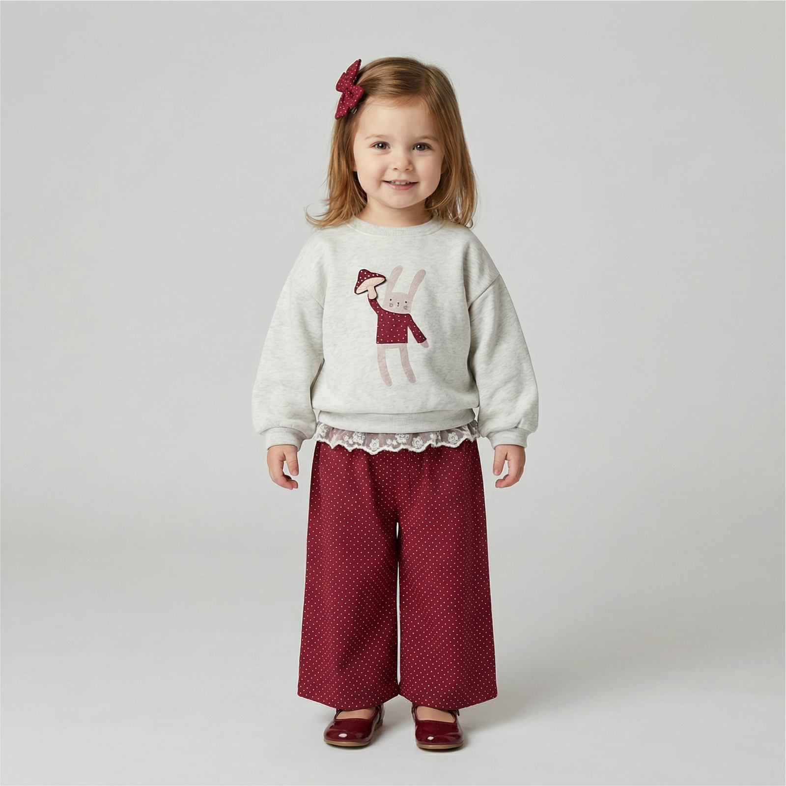 Girls' Cartoon Print Sweatshirt & Pants Set