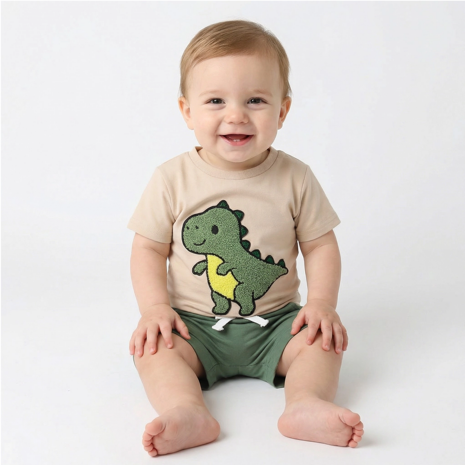 2-Piece Dinosaur Embroidered Summer Outfit