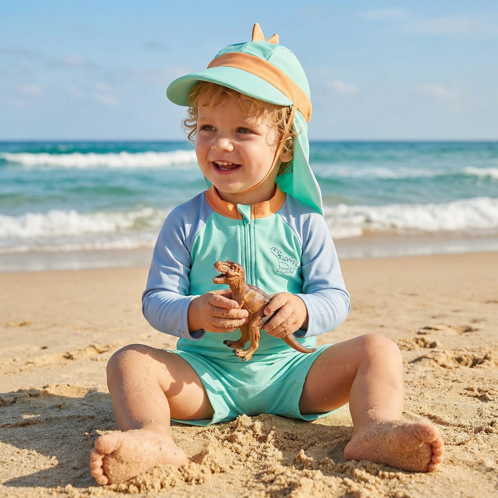 2-Piece Newborn & Toddler Boys' Rash Guard Swimsuit Set