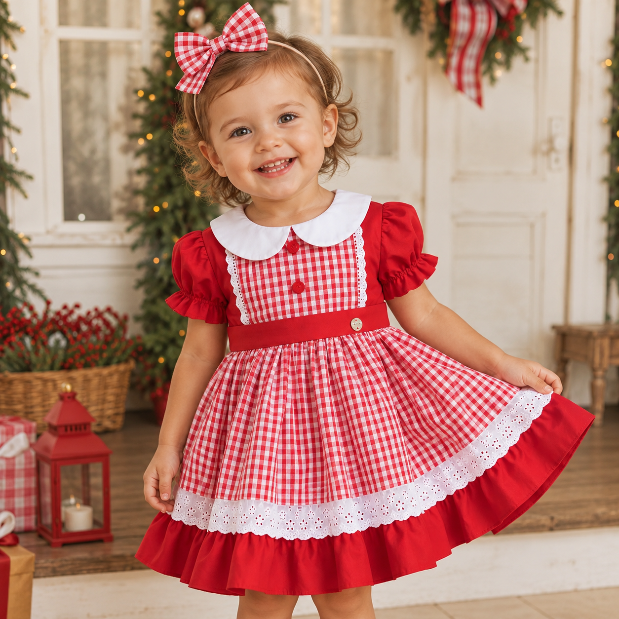 Girls Vintage Red Hood Princess Dress | Holiday Birthday Outfit