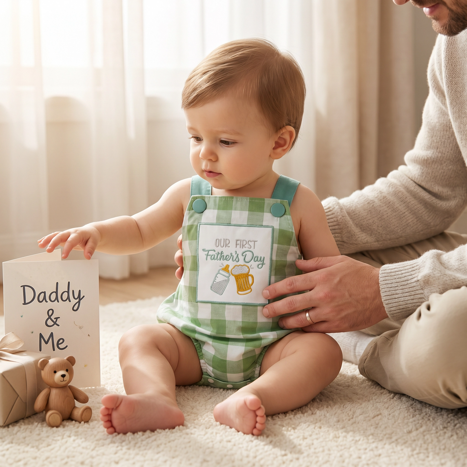 Plaid Father's Day Romper for Baby Boys & Girls