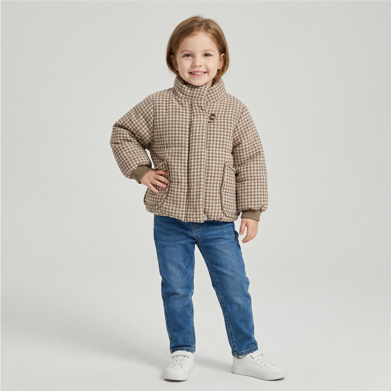 Plaid Fleece-Lined Winter Coat