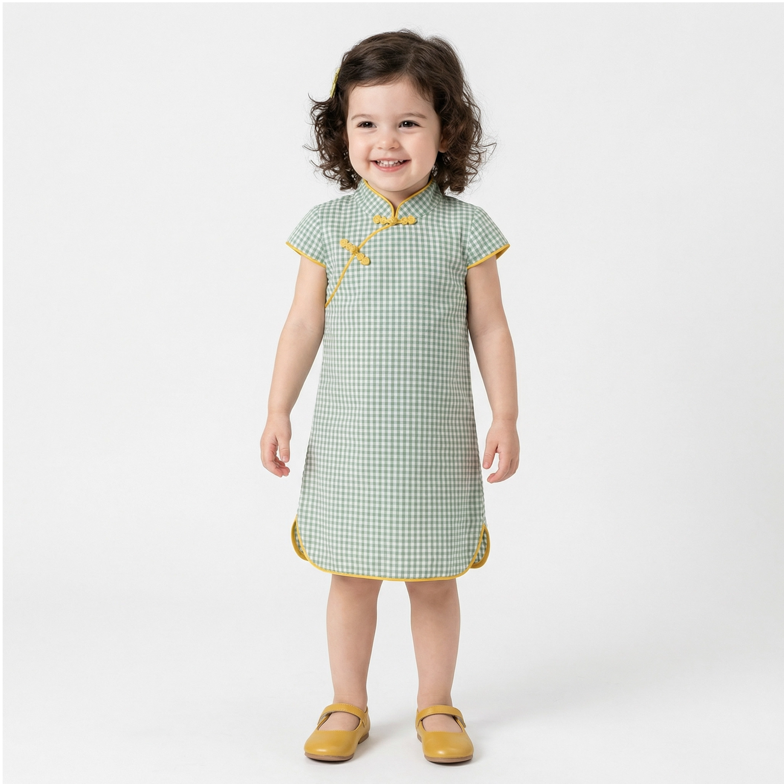 Girls' Cotton-Linen Style Summer Cheongsam Dress