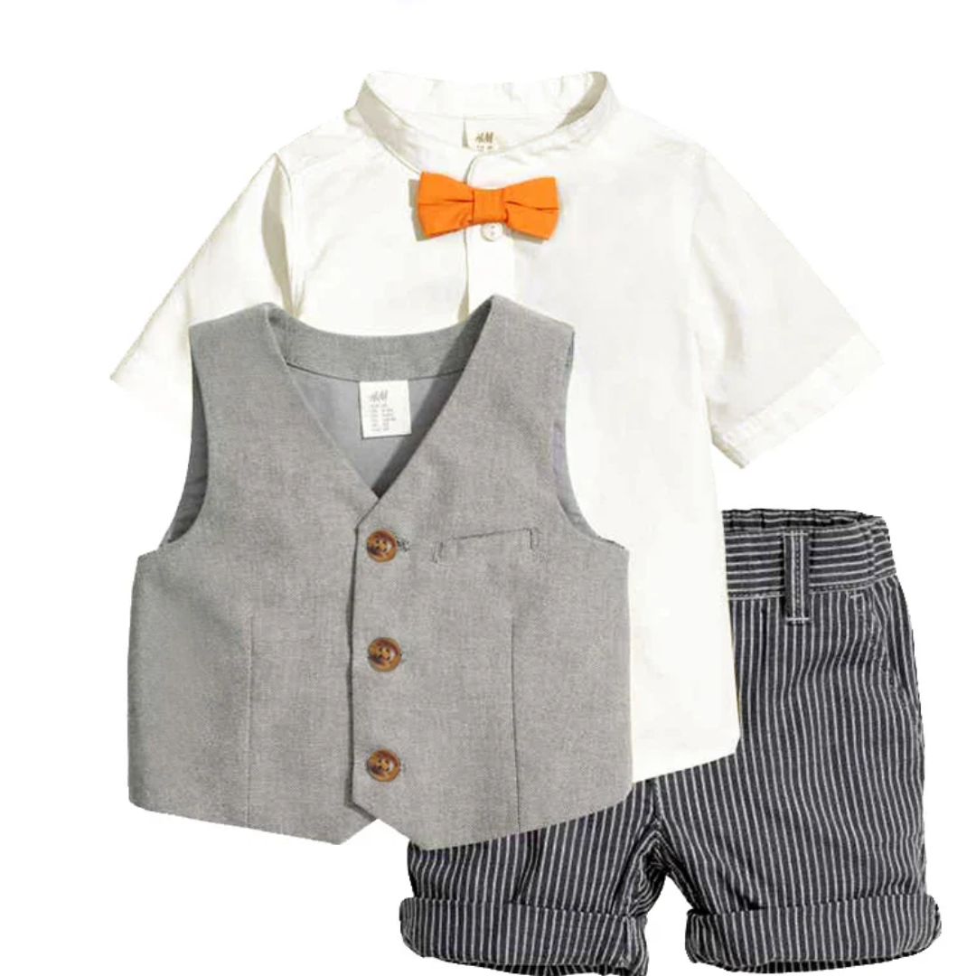 3-Piece Boys' Formal Vest, Shirt & Shorts Suit