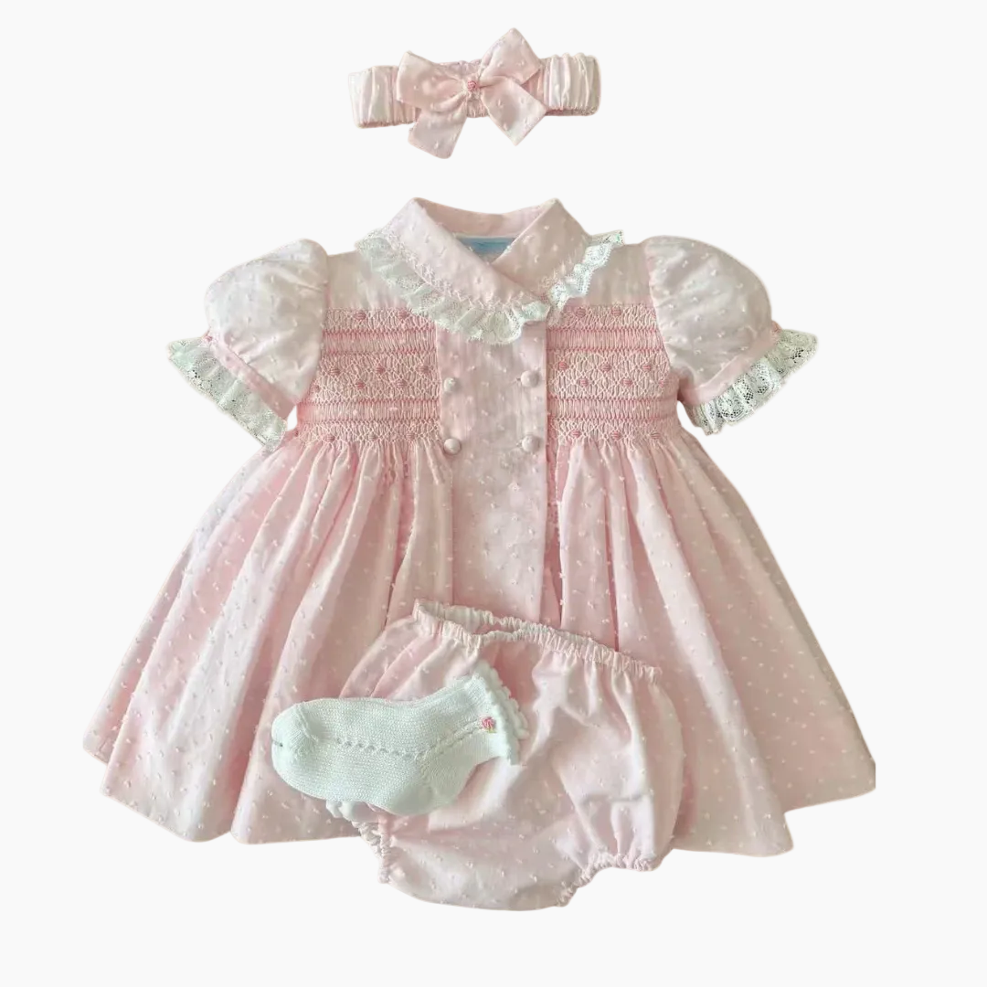 Handmade Pink Smocked Dress & Bloomer Set