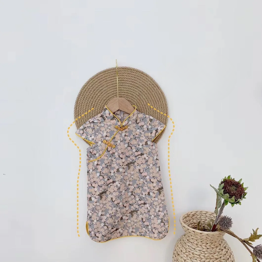 Girls' Cotton-Linen Style Summer Cheongsam Dress