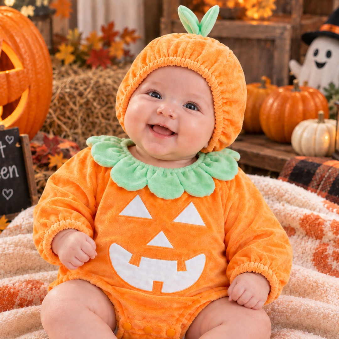 Infant Baby Pumpkin Halloween Romper Costume