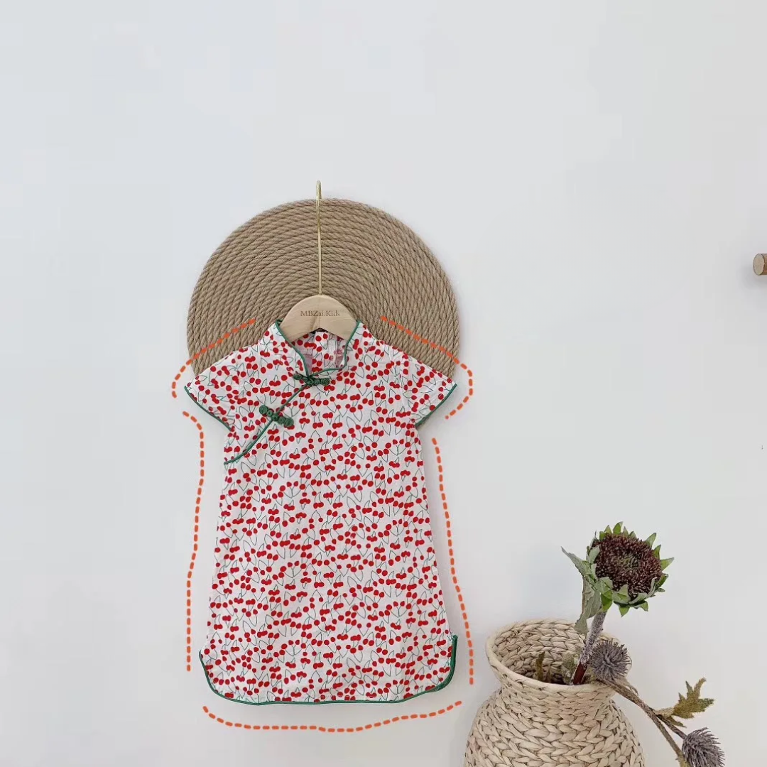 Girls' Cotton-Linen Style Summer Cheongsam Dress