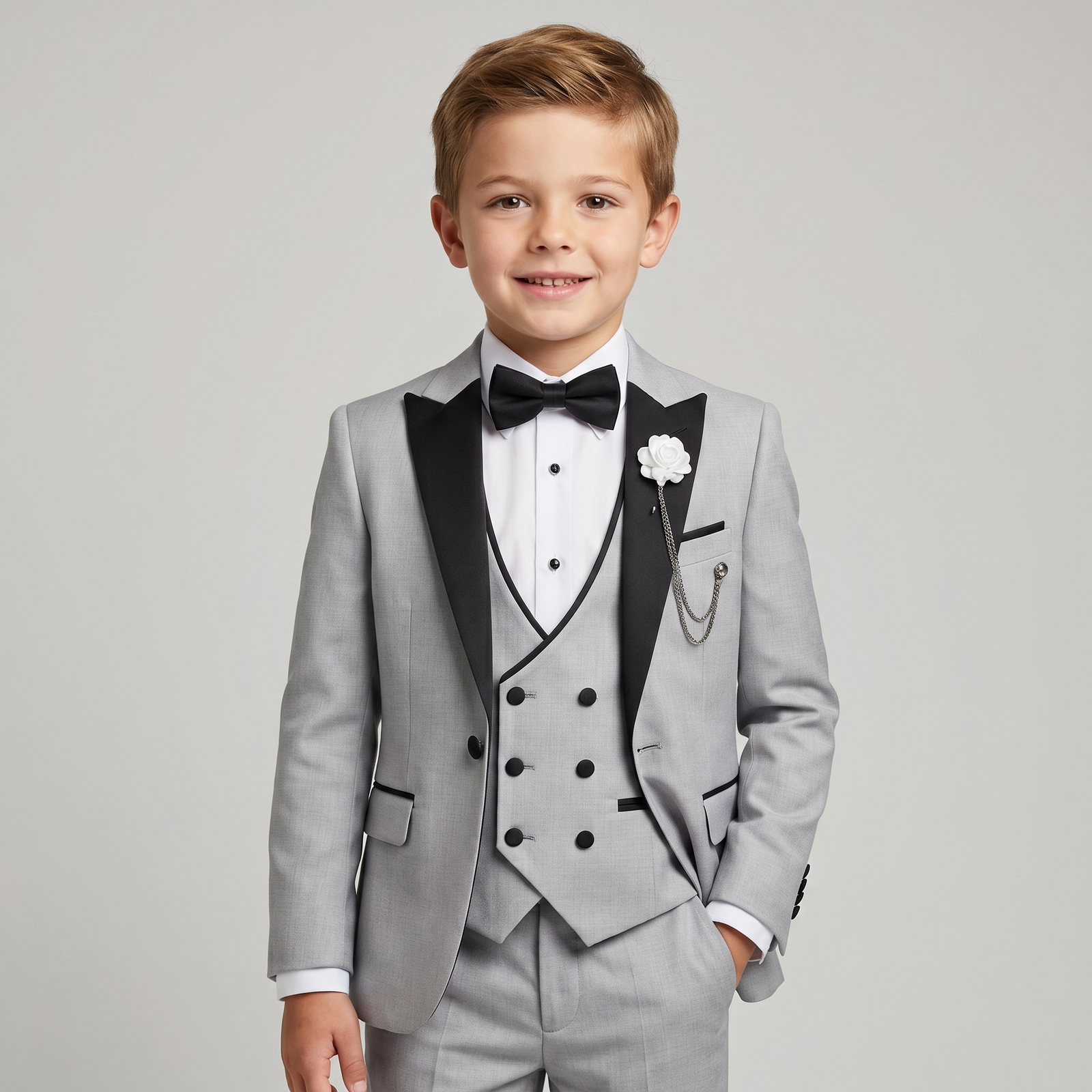 3-Piece Elegant Burgundy Tuxedo Suit Set for Boys