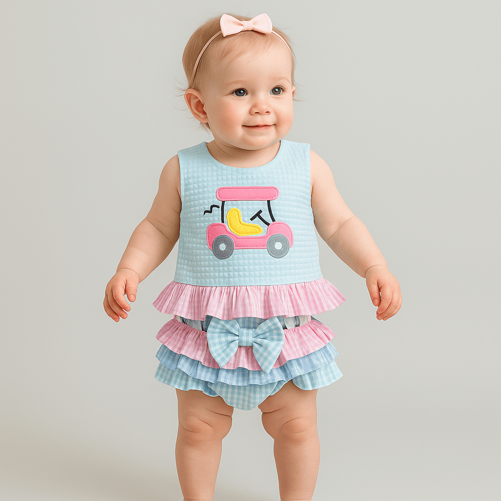 2 Piece Golf Cart Top and Bow Shorts Set