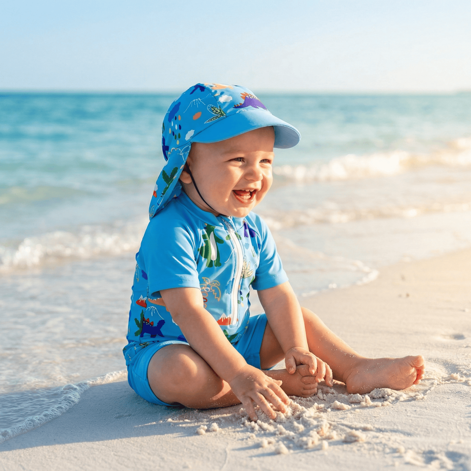 3-Piece Baby Boys' Rash Guard, Trunks & Hat Set