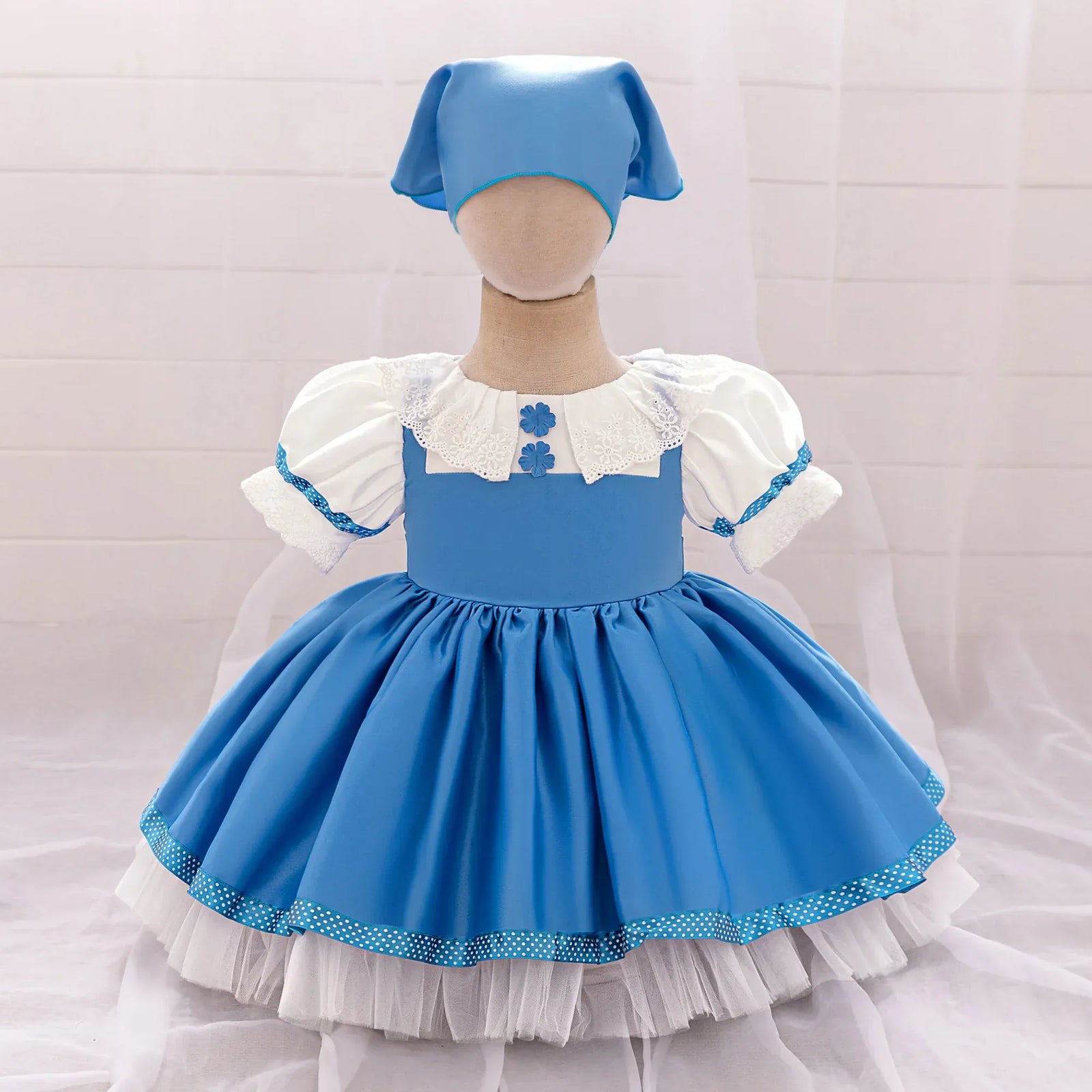 Light Blue / 6-9M 3-Piece Lolita Party Dress Set for Toddlers