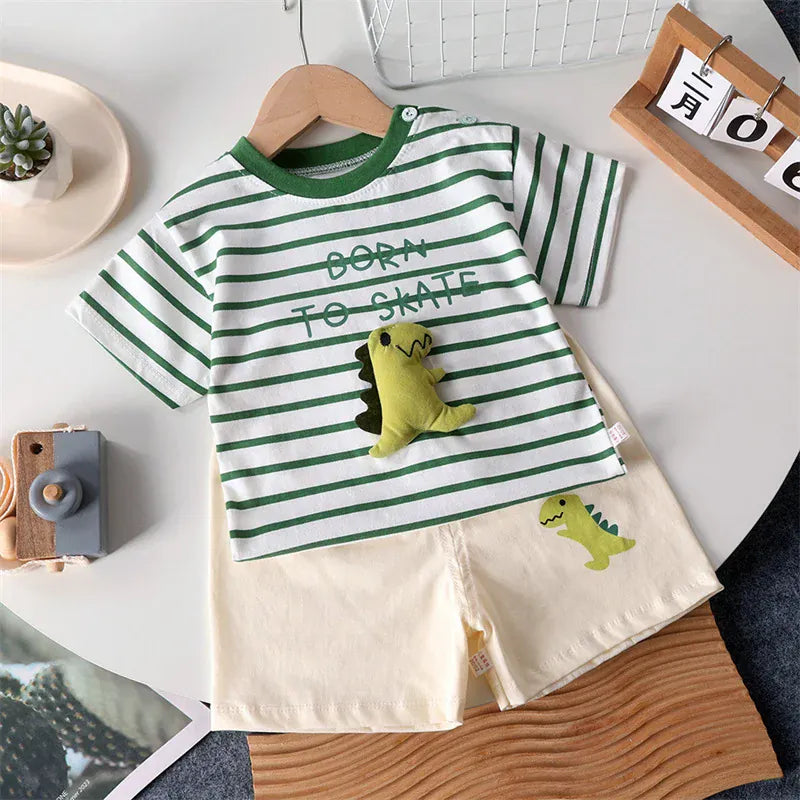 3D Appliqué T-Shirt & Shorts Set