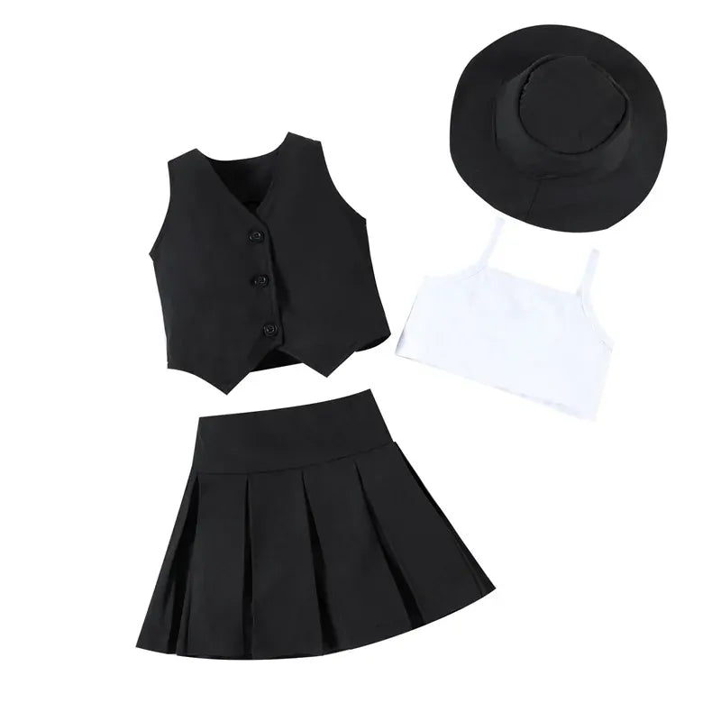 Black / 4-5T 4-Piece Girl Summer Outfit Set